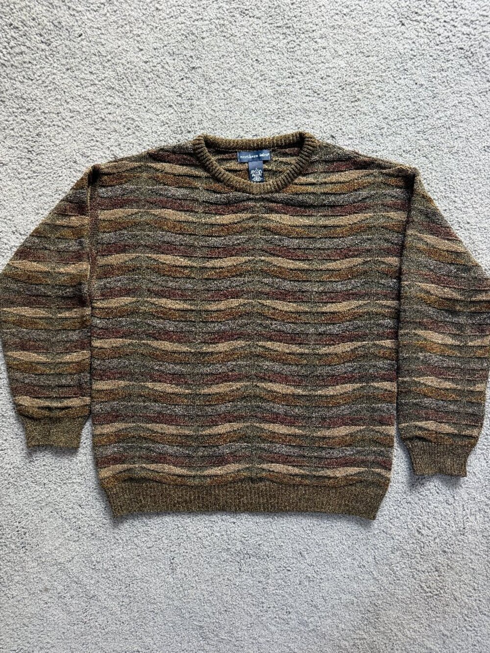Northern Isles Vintage 90s Coogi Style Textured Knit Sweater Large USA - EUC